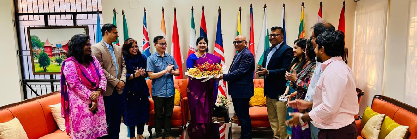 Dr. S. Glory Swarupa, Director General, ni-msme being welcomed by His Excellency Dr. P. Chandra Shekara, Director General at CIRDAP, Bangladesh